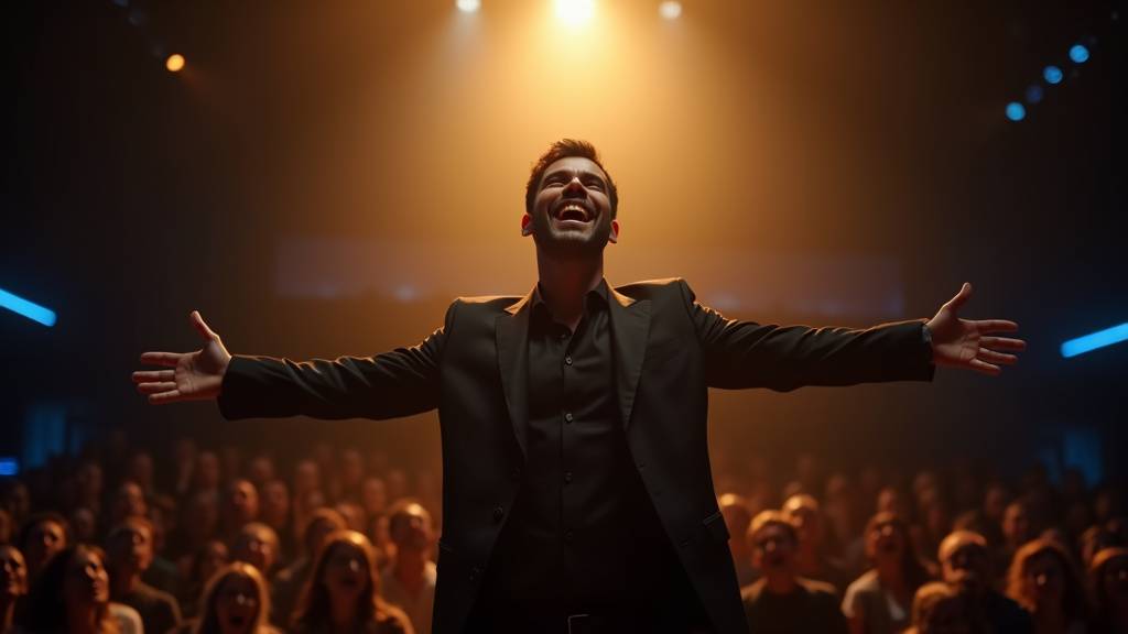 Ahmed Sylla sur scène lors de son spectacle Origami