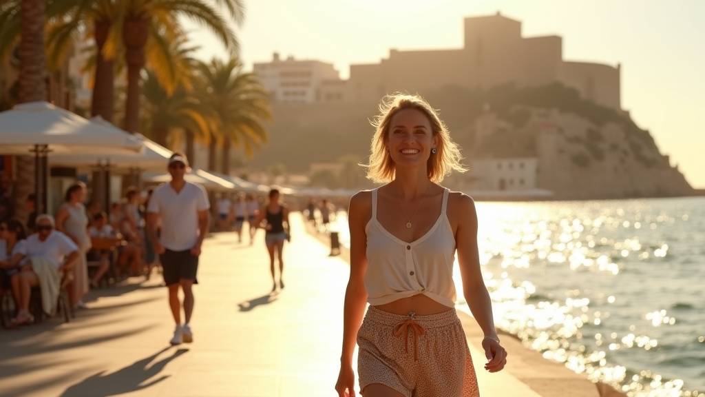 Rue animée du quartier La Florida d'Alicante la nuit