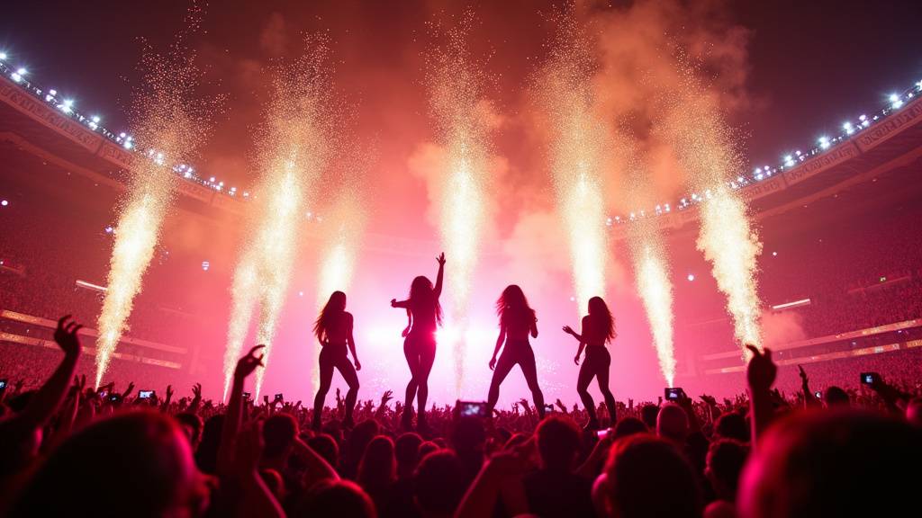 Fans de Blackpink avec des lampes roses lors du concert au Stade de France