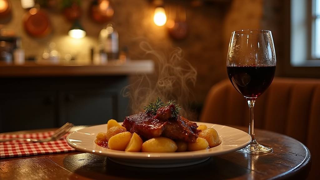 Table dressée chez Honorine à Bordeaux avec verrerie élégante et assiette dressée avec soin