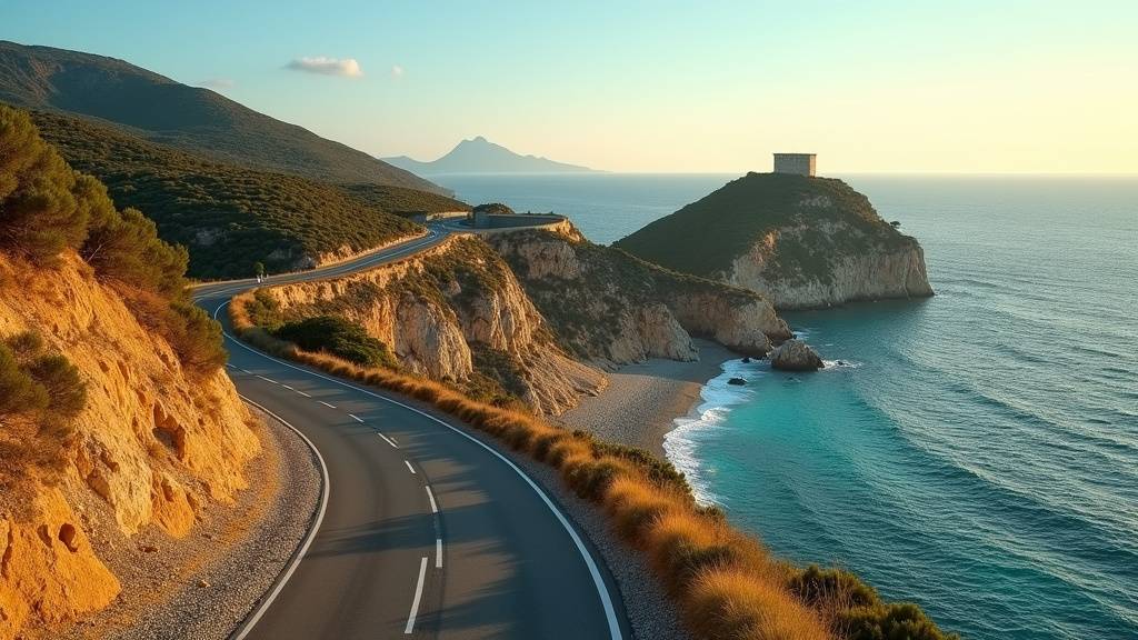 Vue aérienne de la Corse avec mer turquoise et montagnes verdoyantes