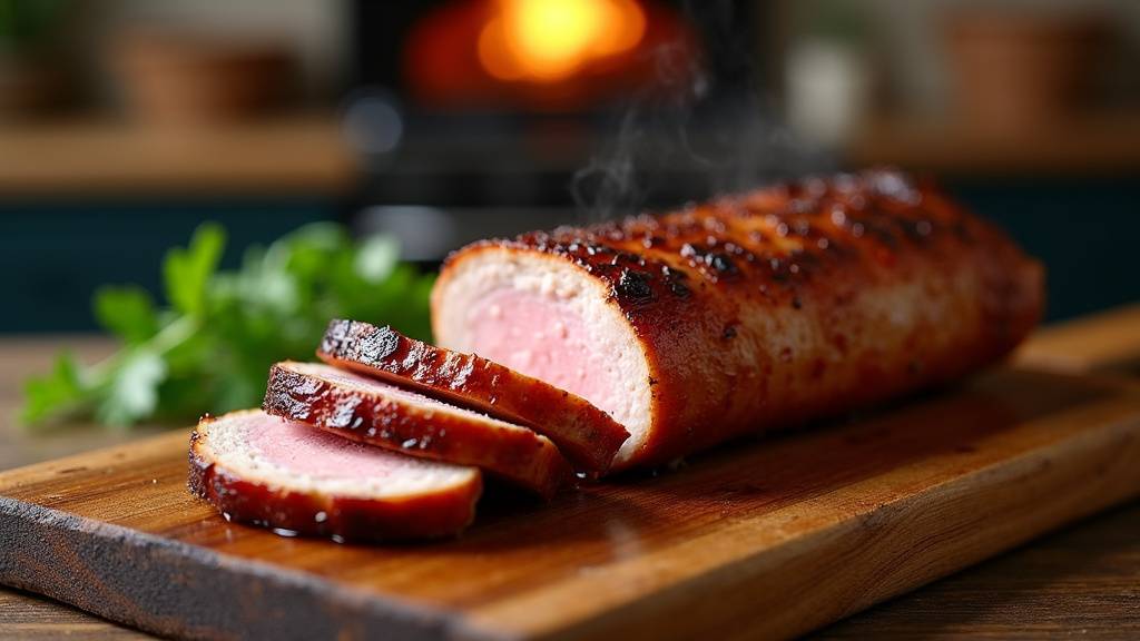 Sonde de cuisson plantée dans un filet mignon pour vérifier la température à cœur