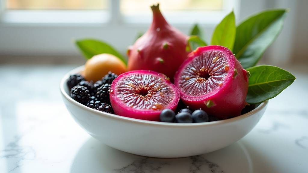 Préparation culinaire avec fruits exotiques en E