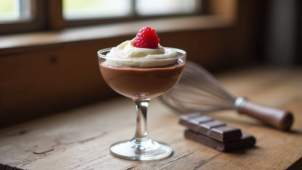 Mousse au chocolat onctueuse et aérienne dans un ramequin en verre