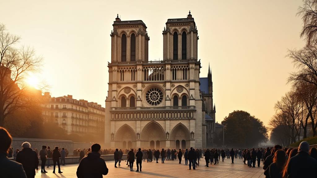 Vue de l'incendie de Notre-Dame le 15 avril 2019 avec la fumée noire s'élevant vers le ciel
