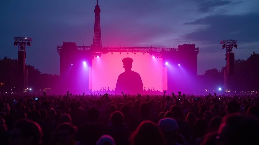 Fans de The Weeknd lors d'un concert avec lumières et ambiance