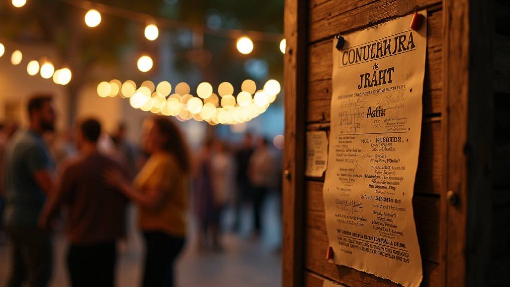 Foule lors d'un concert en plein air avec lumières colorées