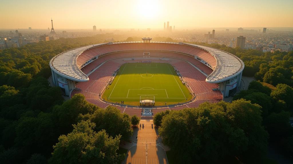Ancienne photo du Parc des Princes dans les années 1970 lors de son inauguration