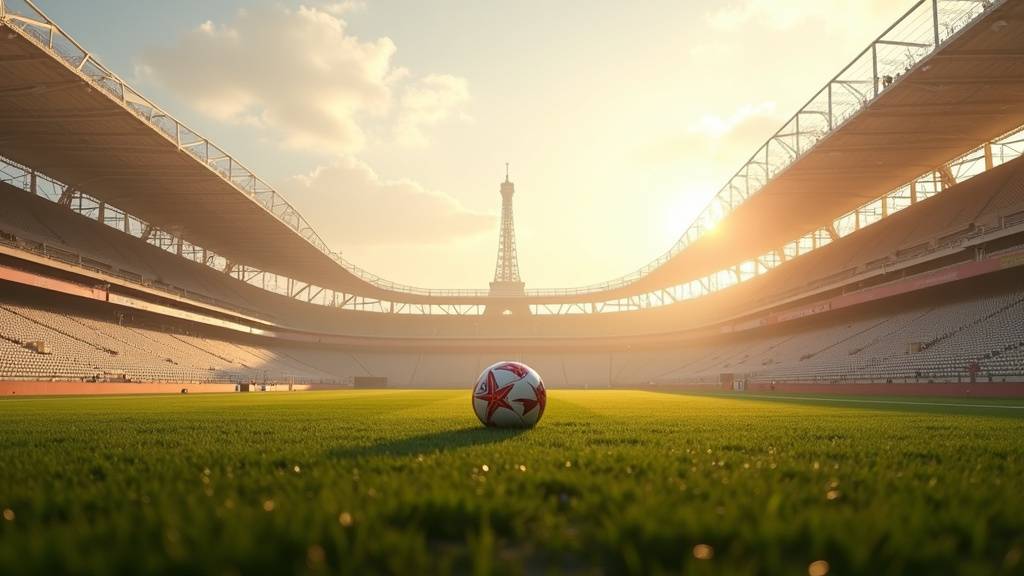 Vue aérienne du Parc des Princes avec ses tribunes caractéristiques