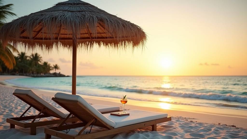 Plage méditerranéenne avec parasols colorés dans un resort TUI